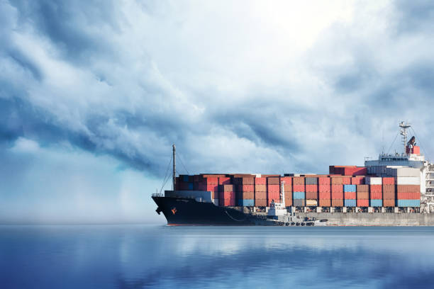istock International Container Cargo ship in the ocean, Freight Transportation, Nautical Vessel 655141146