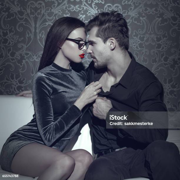 Woman Undressing Rich Man Shirt Selective Coloring Stock Photo - Download Image Now - Adult, Coloring, Couple - Relationship