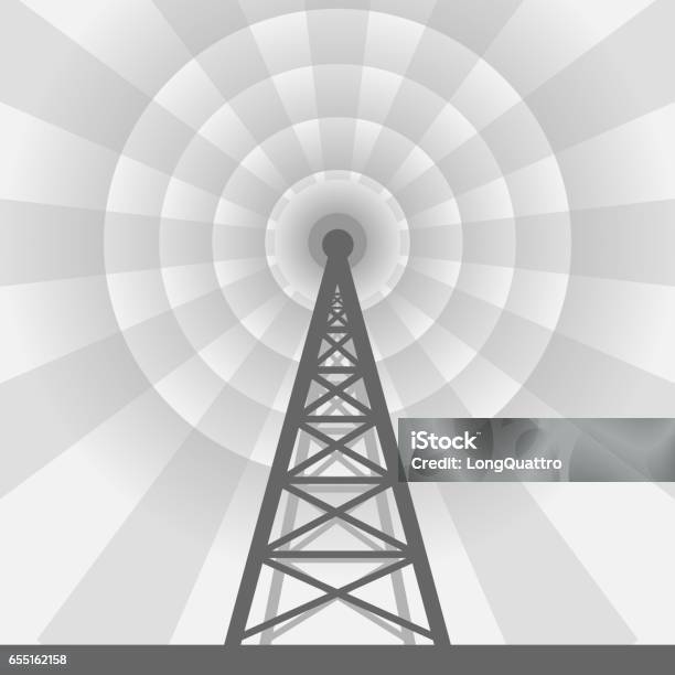 Radio Tower Background Stock Illustration - Download Image Now - Communications Tower, Old, Retro Style