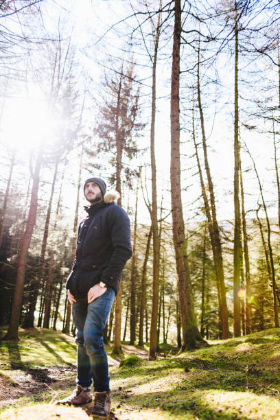 man hiking in the forest
