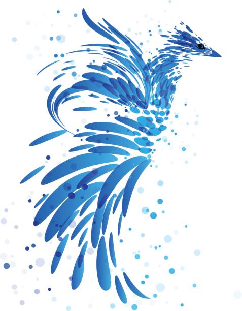 Mítico pájaro azul sobre blanco - ilustración de arte vectorial