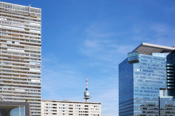 istock Modern buildings in the UNO city complex, Vienna, Austria 655185048