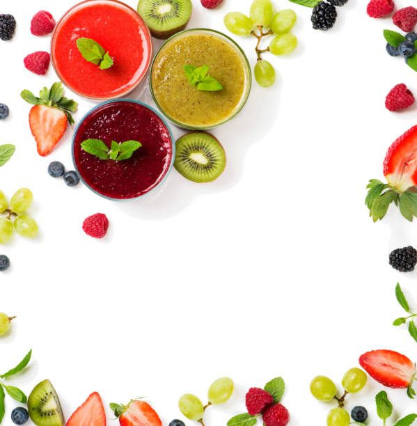 Assortment of smoothie with ingredients