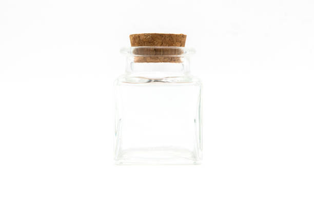 istock Empty little bottles with cork stopper isolated on white background 655205360