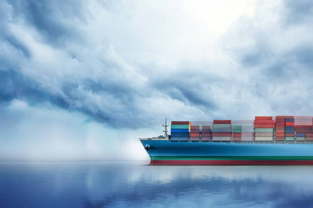 istock International Container Cargo ship in the ocean, Freight Transportation, Nautical Vessel 655229884
