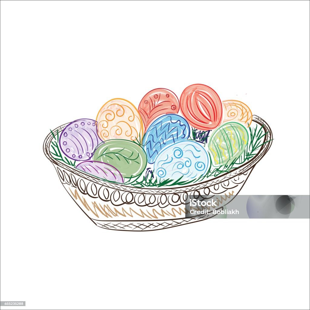 Easter eggs, sketch, vector illustration Art stock vector