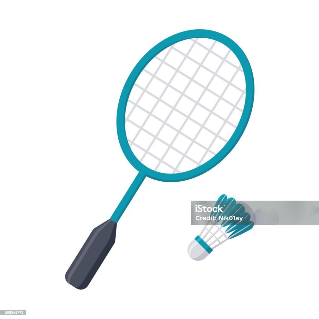 Badminton Racket and Shuttlecock Badminton racket and shuttlecock, vector illustration in flat style Badminton Racket stock vector