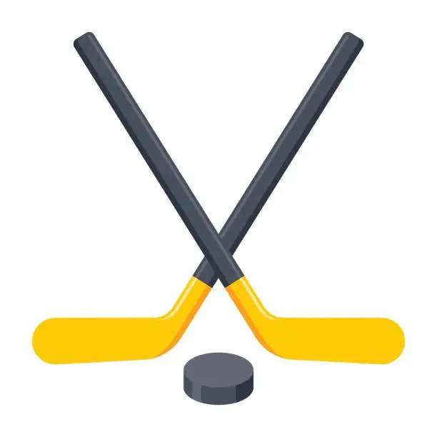 Vector illustration of Crossed Hockey Sticks