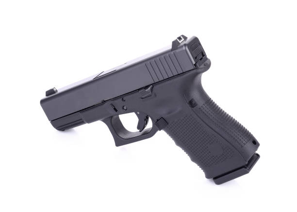 istock Automatic 9 m.m handgun pistol isolated on white 655251326
