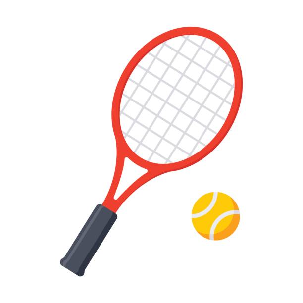 ilustraciones, imágenes clip art, dibujos animados e iconos de stock de icono de vector de tenis - raqueta de tenis