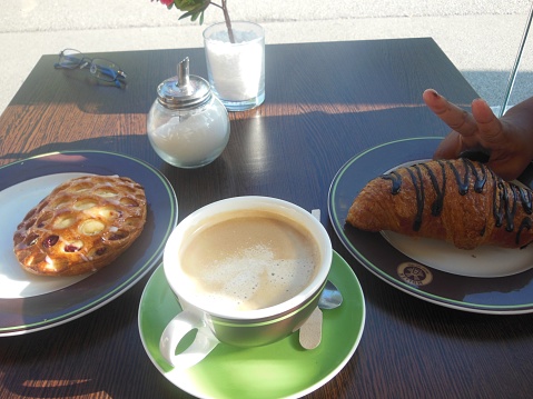 Pastries and coffee in Frankfurt, Germany