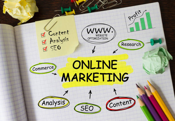 istock Notebook with Toolls and Notes about Online Marketing,concept 655263438