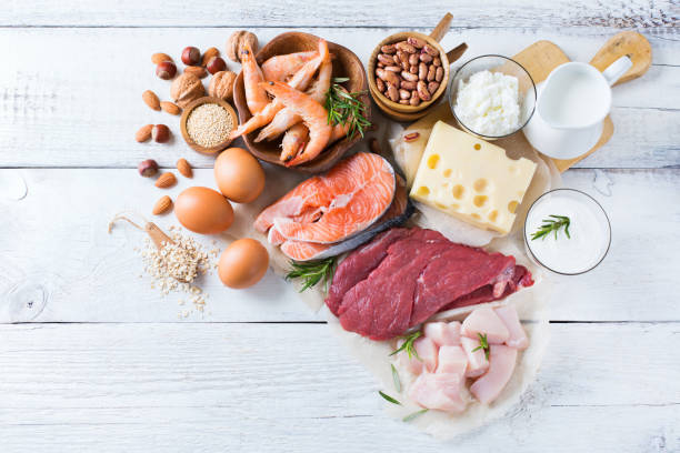 istock Assortment of healthy protein source and body building food 655268706