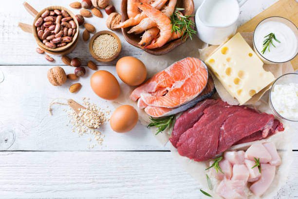 istock Assortment of healthy protein source and body building food 655272112