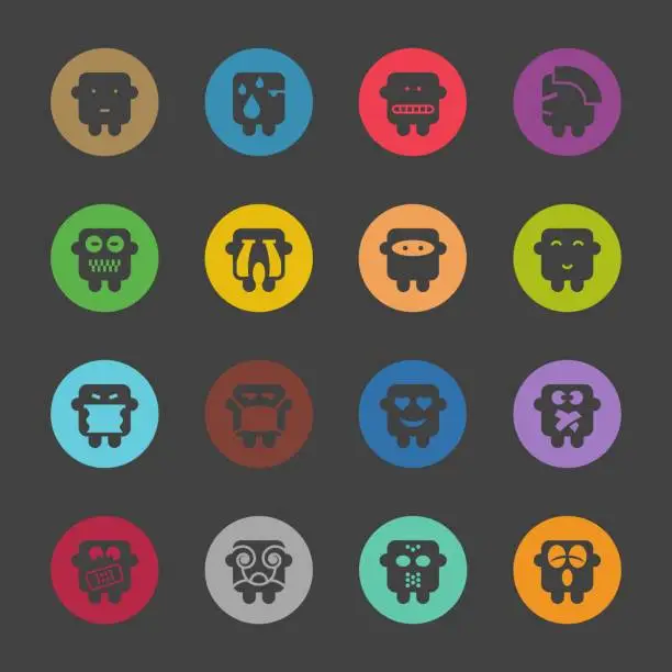 Vector illustration of Emoticons Set 4 - Color Circle Series