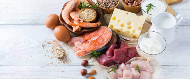 istock Assortment of healthy protein source and body building food 655280632