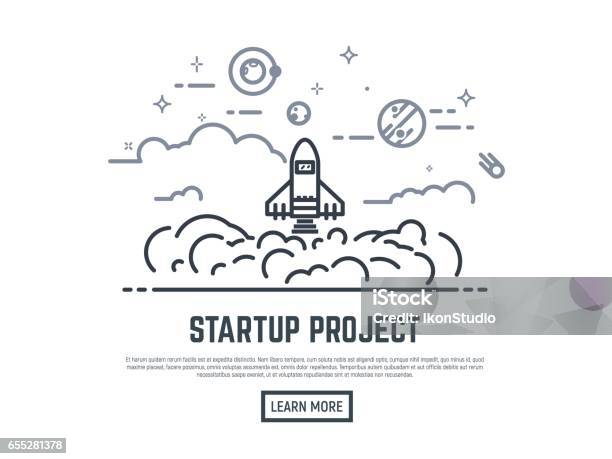 Startup Rocket Project Stock Illustration - Download Image Now - Rocketship, Illustration, Outline