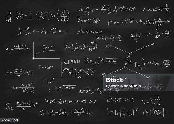 Chalk Board With Formulas Stock Illustration - Download Image Now - Quantum Physics, Mathematical Symbol, Mathematical Formula