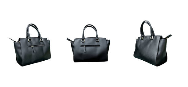 Group of leather woman bag isolated on white background