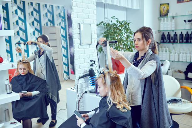 istock Hair styling in a beauty salon . 655299502