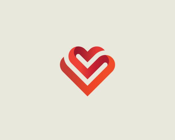 ilustraciones, imágenes clip art, dibujos animados e iconos de stock de vector símbolo de corazón. logotipo de la cinta del día de san valentín. resumen línea salud logo icono diseño. - heart health