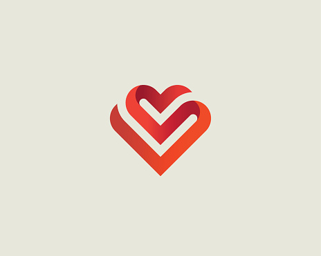 Heart vector symbol. Valentines day ribbon type. Abstract line medical health  icon design
