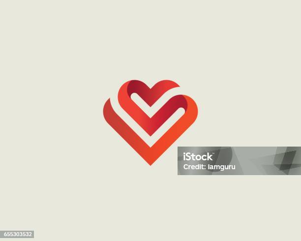 Heart Vector Symbol Valentines Day Ribbon Type Abstract Line Medical Health Icon Design Stock Illustration - Download Image Now