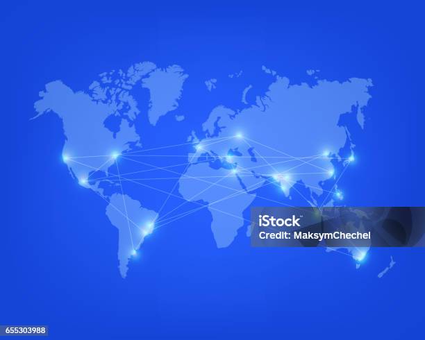 Web Connection Map Science World Vector Map With Connetcions Web Connection Concept Stock ...