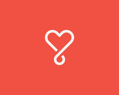 Heart loop vector type. Linear medical social  symbol design