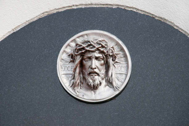 gravestone with jesus portrait