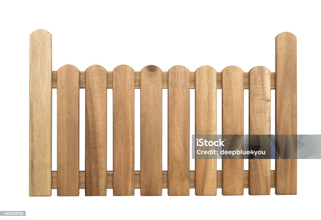 Wooden Fence isolated on white Background with clippping path Fence Stock Photo
