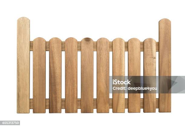 Wooden Fence Isolated On White Background With Clippping Path Stock Photo - Download Image Now
