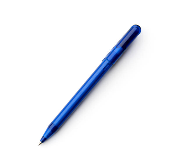 istock Office: Blue Ballpoint Pen isolated on white background 655327786