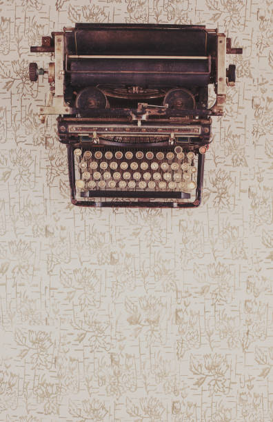istock Old typewriter on vintage wooden background 655327796