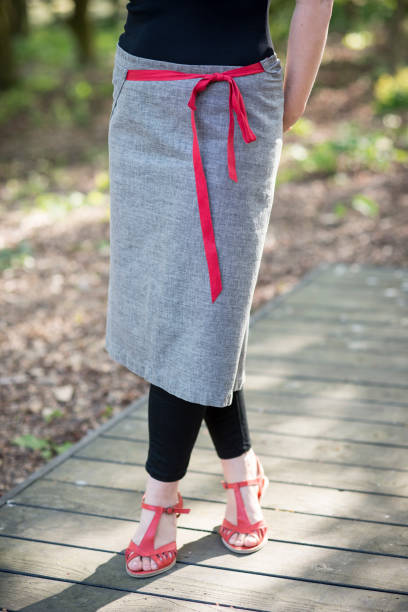 istock Gray Pencil Skirt with Red Cord Belt 655330804