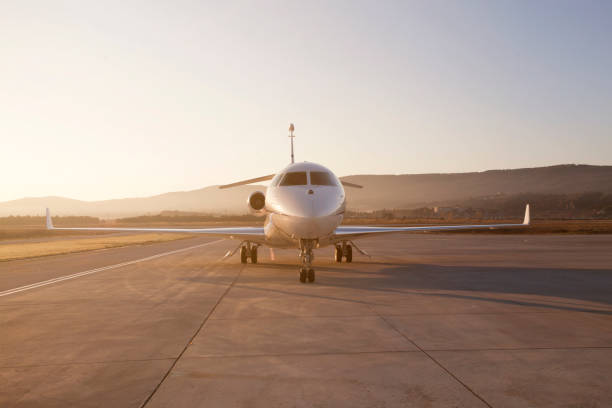 istock Private Jet On Airport Runway 655342506