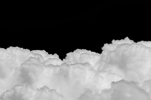 Ckose-up Cumulus cloud on black background