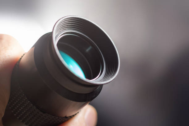 istock Telescope eyepiece with rubber eyecup, hand hold 655345682