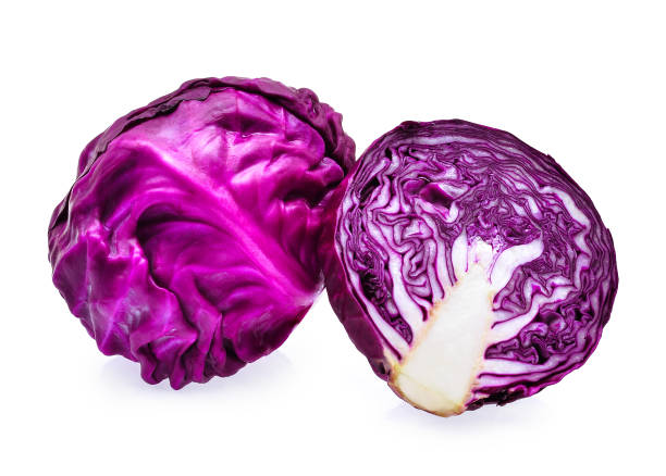 istock fresh purple cabbage with slice isolated on white background 655350076
