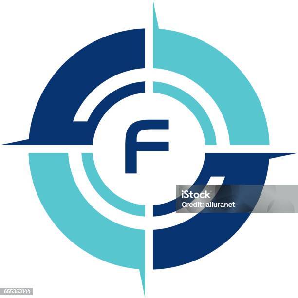 Compass Guide Solution Initial F Stock Illustration - Download Image Now - Logo, Navigational Compass, Guidance
