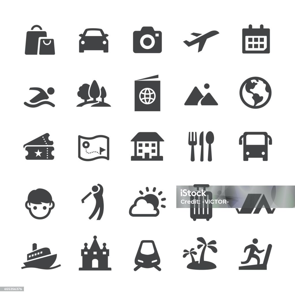 Travel and Vacation Icons - Smart Series Travel and Vacation Icons Icon Symbol stock vector