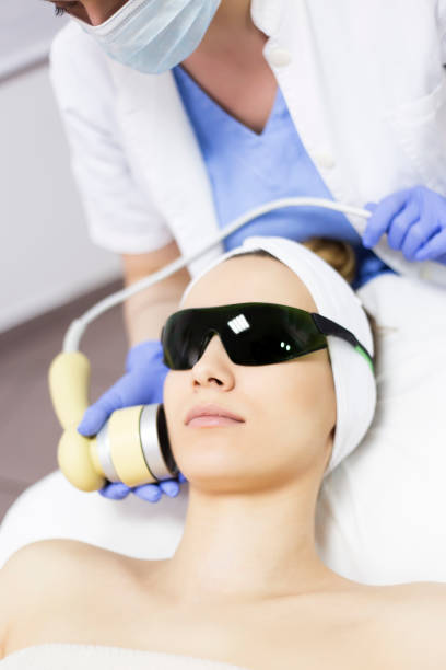 istock Ultraviolet face skin anti age treatment 655366204
