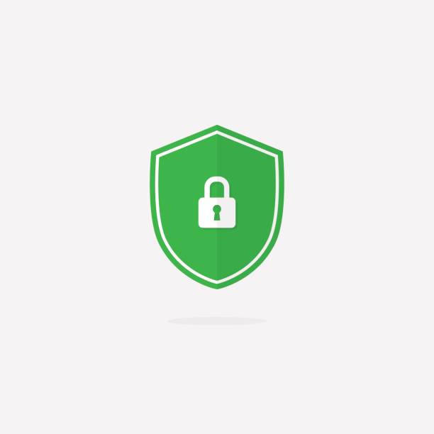 ilustrações de stock, clip art, desenhos animados e ícones de security shield vector icon - padlock lock security system security