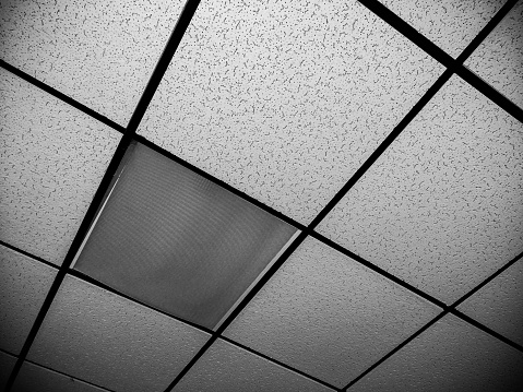 Drop down ceiling in a old classroom in Maine.