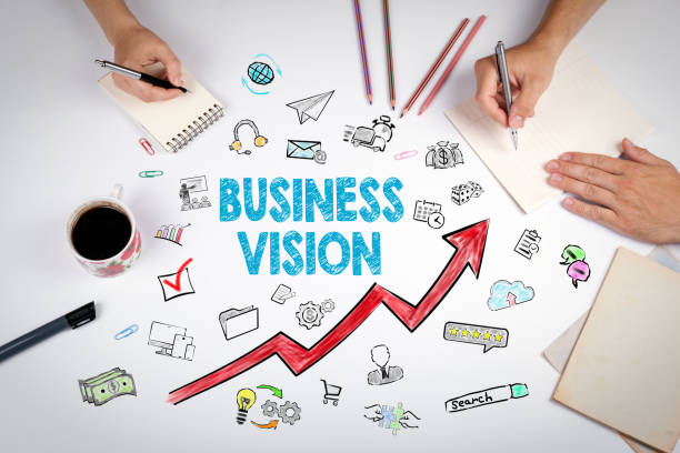 istock Business Vision Concept. The meeting at the white office table 655371702