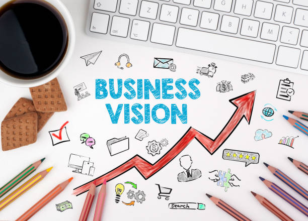 istock Business Vision Concept. Computer keyboard and cup of coffee on a white table 655371704