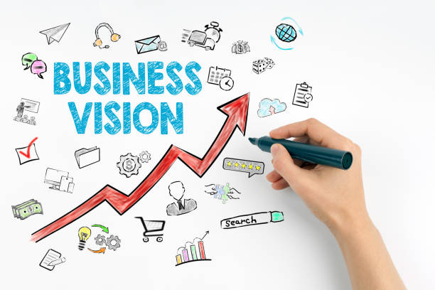 istock Business Vision Concept. Hand with marker writing 655371706