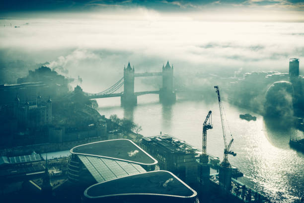 River Thames with Tower bridge, London, UK in the winter morning.