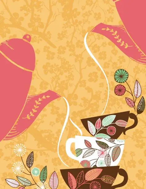 Vector illustration of Garden Party or Afternoon Tea Background Template