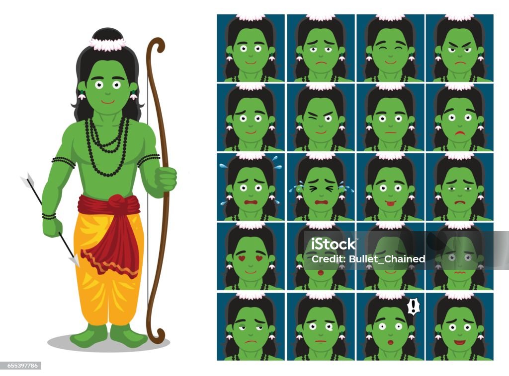 Hindu God Rama Cartoon Emotion Faces Vector Illustration Stock Illustration  - Download Image Now - iStock